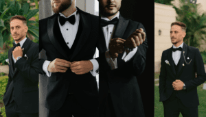 men's jackets for party wear for formal look tuxedo jackets for smartness look in black blazer and 3 pies